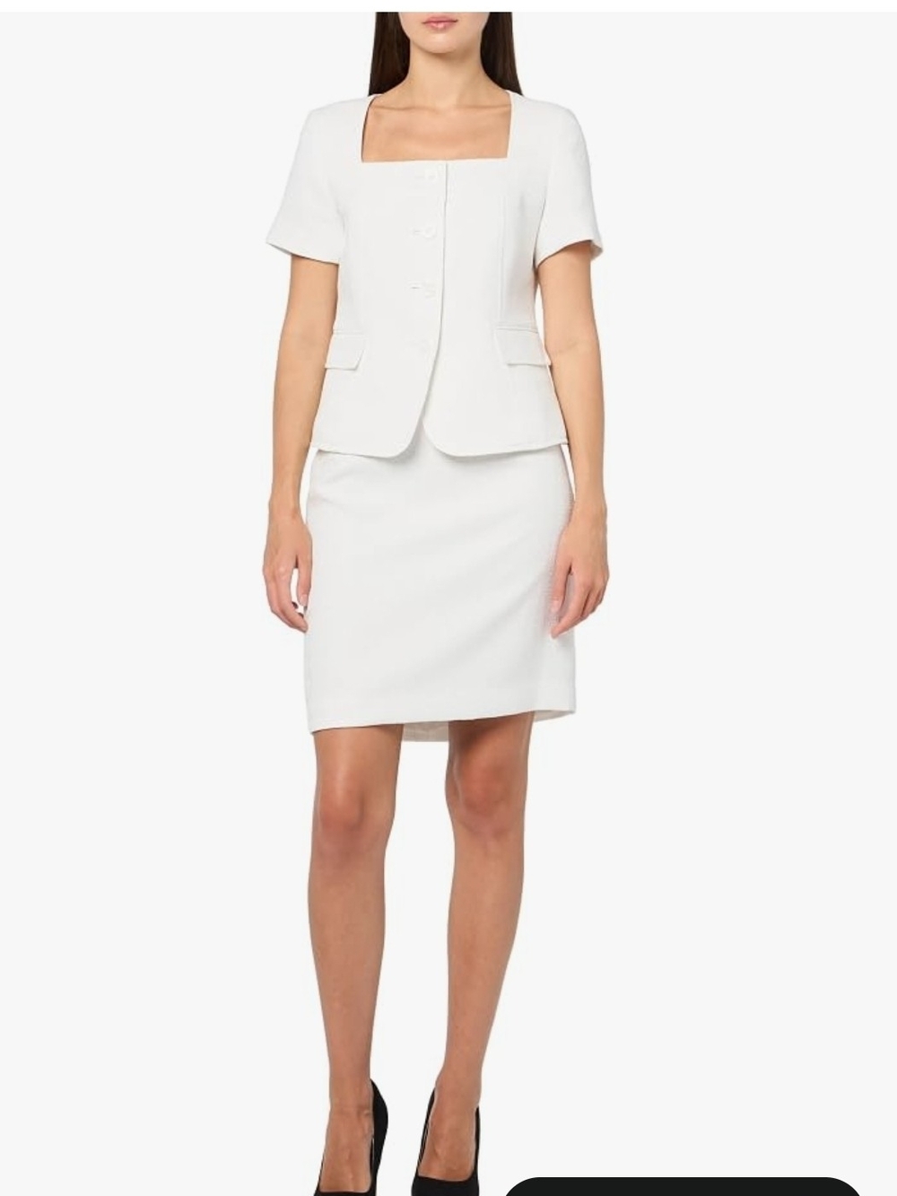 Le Suit White 2 Piece Suit with Tailored Silhouette Women's Size 6 Petite
